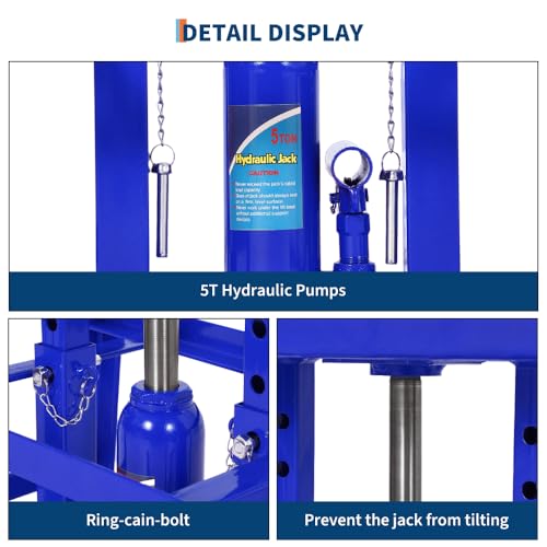 Heavy Duty Hydraulic Car & Truck Ramps, 2 Pack, 5 Ton (11000 lbs) Capacity - Adjustable Low Profile Steel Lift 9.8"–16.2" - Safety Lock for Garage Maintenance - Blue - color: Blue