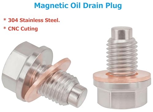 1PC M12x1.5 Stainless Steel Magnetic Oil Drain Plug Fits Polaris RZR Ranger Sportsman ACE Kawasaki KLR650 KLX Ninja Yamaha YZ250 TTR Honda CB CBR CFR Motorcycle ATV UTV SxS BMW Replace 7052306 - size: M12x1.5