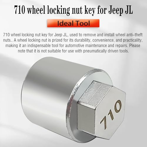 JL 710 for 27mm Nuts, Wheel Locking Nut Key for Jeep (JL) Dodge | Wheel Lock Nut Socket Adapter, Anti-Theft Lug Nut Removal Tool, Anti-Theft Screw Remover, Repair Tool, Tyre Fitting, garage - size: 710