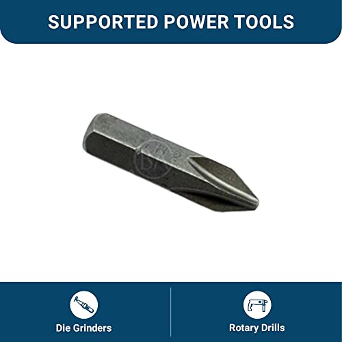Benchmark Abrasives 1/4 Inch Hex Anti Slip Phillips Insert Screw Head Screwdriver Bits, Rotary Drill Bits for Repairing Electronics, Automotive Parts, Furniture (50 Pack) - (PH2 x 1-1/2") - size: PH2 x 1-1/2"