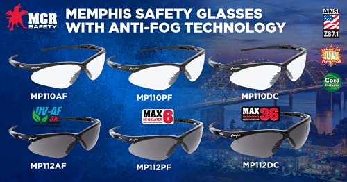 MCR Safety Glasses MP110DC Clear Hydrofilic Polycarbonate Lenses with UV Protection, Antifog & Scratch Resistant Coating, Black Frame, 1-Pair - color: Clear, size: One Size