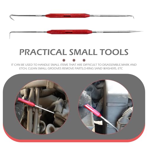 2 PCS Hook and Pick Set, Oil Seal O-ring Puller Scriber, Double-headed Multi-functional Non-slip Removal Tool, for Most Cars Portable Anti-rust Repair Accessories (Red)