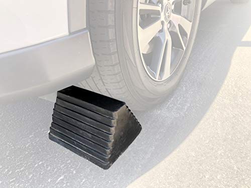MaxxHaul Rubber Wheel Chock, Large 10" x 8" x 6" Heavy Duty Tire Stop with Non Slip All Weather Grip, Oil Resistant Rubber Block with Steel Eyebolt for Vehicle and Trailer Safety (80681) (Pack of 5) - size: MaxxHaul 80681- 10" x 8" x 6" (Pack of 5)