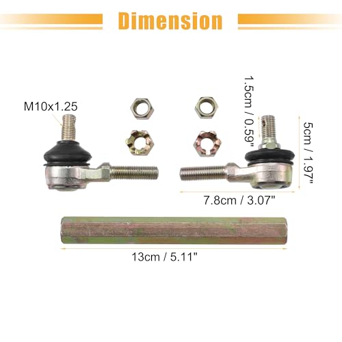 ACROPIX 13cm 5.11" Steering Tie Rod End Tie Rod Link Fit for 50cc 70cc 90cc 110cc 125cc 150cc ATV Quad Four Wheeler with Ball Joint Accessories - Pack of 2 - size: 130mm