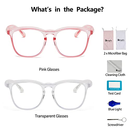 Feaglo Safety Glasses, Anti Fog Safety Goggles for Women Men, Blue Light Blocking Stylish Eye Protection Glasses Side Shield - color: Transparent+pink