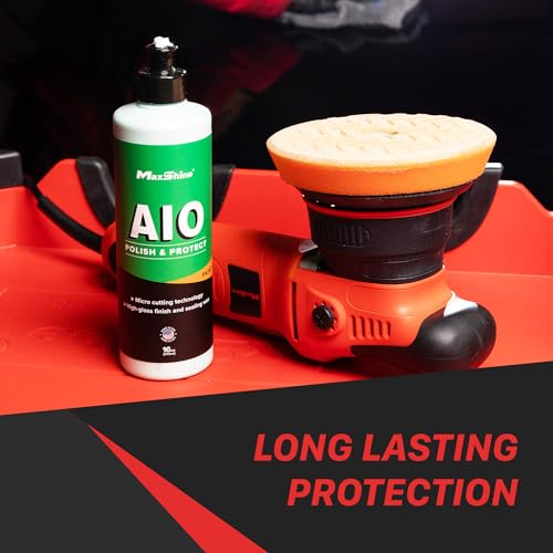 Maxshine M15 Pro Dual Action Polisher & AIO Polish Kit – 15mm Long Throw 1000W Car Buffer with 5” Backing Plate, Variable Speed 2,500–5,000 OPM – Detailing Tool for Cars, Trucks, SUVs & Boats - color: 5" Aio Polish Kit