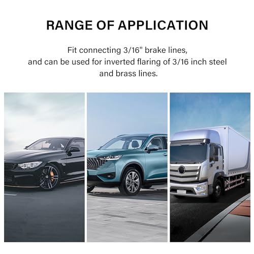 16PCS 3/16 Brake Line Fittings,Thread Brake Line Repair Kit Metric Invert Flare Fittings,Universal Zinc Alloy Brake Line Kit Car Accessories for Most Cars Trucks SUVs(16PCS Fittings) - color: 16PCS Fittings