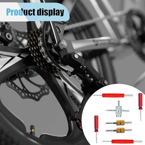 7PCS Tire Valve Stem Removal Tool Kit, 4-Way Single & Dual Head Schrader Valve Core Remover Wrench for Tire Repair Installation, Multi-Function Tools for Car Bike Truck RV HVAC Air Conditioner
