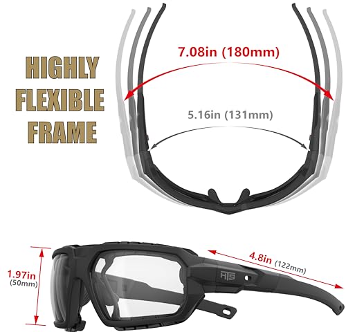 HTS HUNTERSKY Protective Powersports Motorcycle Anti Fog Riding Goggles Eyewear Padded Sunglasses Windproof UTV Spoggles - color: Black Clear