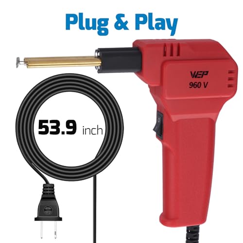 WEP 960-V Red Plastic Welder Kit 110V with LED Lights with 200 Hot Staples and Pliers for Car Bumper Plastic Welding, Plastic Gas Tank Repair, a Great Automotive Tools for Mechanics - color: Red