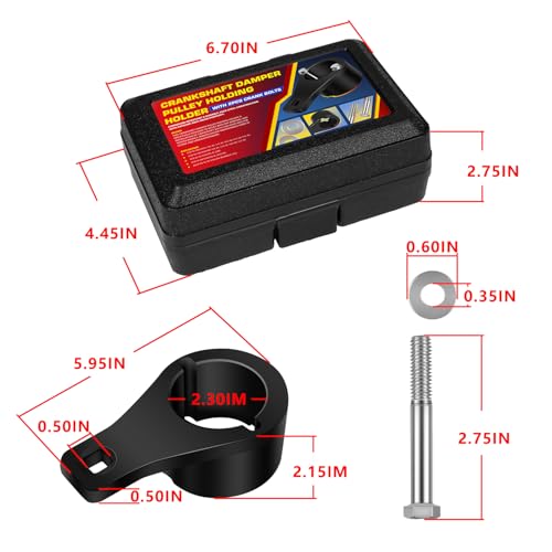 for Toyota/Lexus Crankshaft Damper Pulley Holding Holder Harmonic Tool (With 2PCS Crank Bolts) - Fits 3.0/3.3 V6, 4.0/4.3/4.7 V8 Engines Harmonic Damper Pulley Tool 64300 (With Storage Case)
