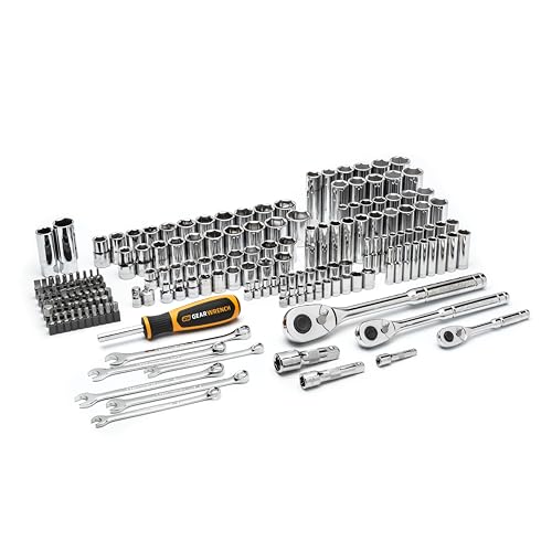GEARWRENCH 185 Piece 1/4”, 3/8” & 1/2" Drive 72-Tooth SAE/Metric Mechanics Hand Tool Set