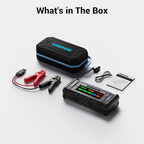 AVAPOW TJ18 5000A Battery Jump Starter Portable with 4" HD Display PD 18W Fast Charging,12V Jump Box, Car Battery Jump Starter for 8.0L Gas & Diesel Engines - size: 5000A
