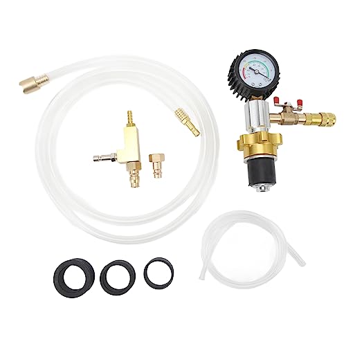 Vacuum Antifreeze Change Fill Kit with -30~0inHg Gauge, Pneumatic Coolant Refill Tool Kit with 3 Adapters for Car, Van, and Truck Radiator Systems
