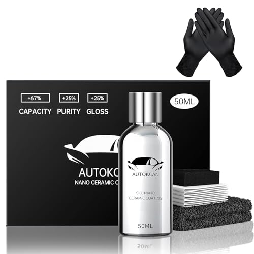 10H Nano Ceramic Coating for Cars, 50ML High Gloss Anti-Scratch SiO2 Ceramic Car Coating Kit, Plastic, Glass, Wheel Polishing, Hydrophobic, Long Lasting Protection