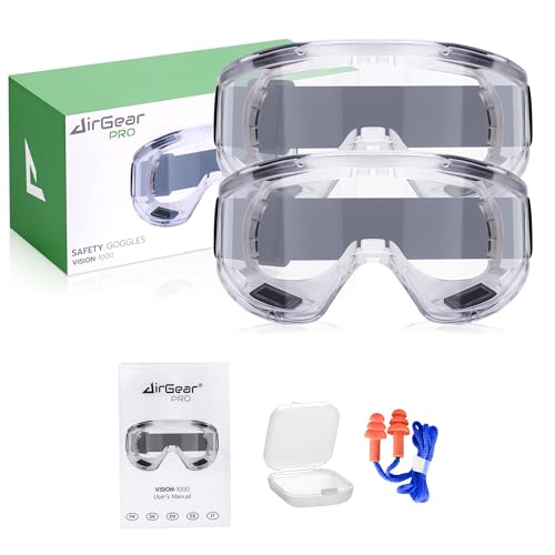 AirGearPro Vision-1000 Anti-Fog Safety Goggles | Anti-Scratch Clear Safety Glasses, Protective eyewear Ideal for DIY works