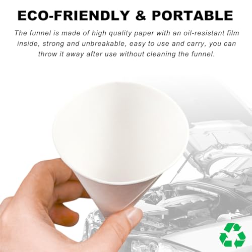 DXNQ 60PCS Disposable Engine Oil Funnels, Paper Cone Funnel Motor Oil Funnel Dispensers for Oil Change, Automotive Use No Spill Disposable Paper Funnels for Water Coolant Gas - color: 60 PCS