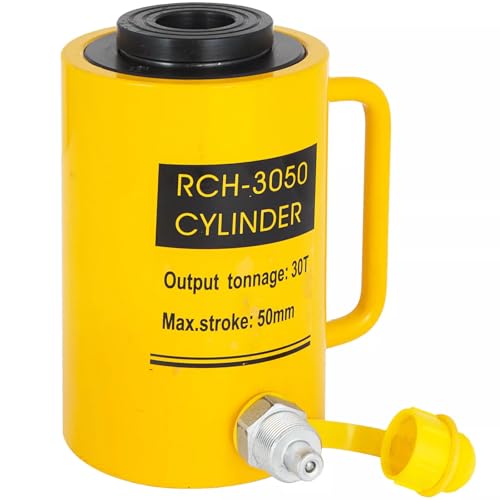 VEVOR 30T Hydraulic Cylinder Jack Hollow Single Acting Hydraulic Ram Cylinder 50mm Hydraulic Lifting Cylinders (30T 2Inch Hollow) - size: 30T 2Inch