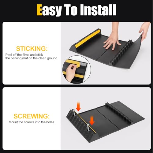 Rubber Garage Parking Mat 17.6 * 23.6 * 2.8" Heavy Duty Wheel Stoppers Anti-Slip Black Parking Aids Automotive Wheel Stabilizer 2 Packs