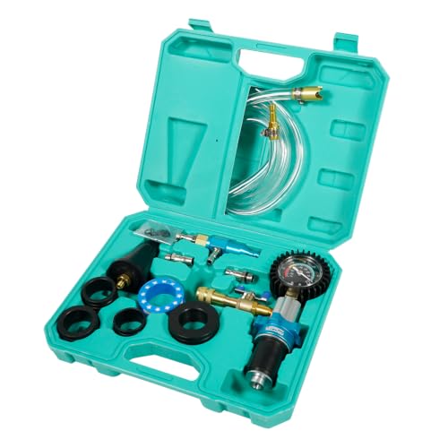 Coolant Vacuum Refill Kit,13PCS Radiator Tool Set with Universal Conical & 4 Sizes Adapters,Automotive Cooling System Tool with Gauge & Splash-Proof Hose for Leak Detection
