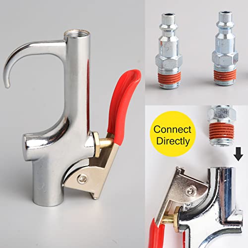 18 Pieces Air Compressor Accessories kit, 1/4 in x 25 ft Recoil Poly Air Compressor Hose Kit, 1/4" NPT Quick Connect Air Fittings, 100 PSI Tire Inflator Gauge, Blow Gun, Couplers and Plugs