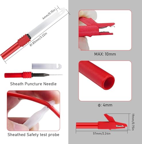 30PCS Back Probe Kit, Banana Plug to Copper Alligator Clip Automotive Test Leads Set with Alligator Clips & Wire Piercing Probes, 15PCS 30V Back Probe Pins for Car Repairing Diagnostic Circuit Testing - size: 30PCS Back Probe Kit