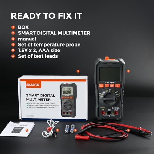 Digital Multimeter 5999 Counts TRMS, Auto-Ranging Voltage Tester with Temperature, Continuity, Capacitance, LED Flashlight, CAT III 600V