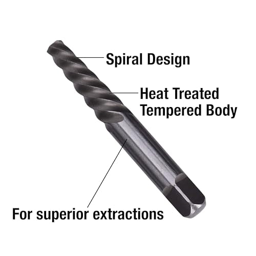 Century Drill & Tool 88710 Spiral Flute Screw Extractor & Left-Hand Drill Set, 10 Piece, M35 Cobalt Steel, Includes #1 - #5 Extractors & Left Hand Drills - size: 10-piece Spiral Flute