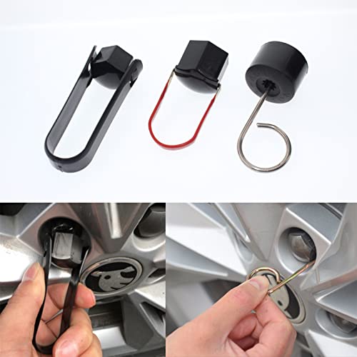 SUPERFINDINGS 30PCS 3 Styles Wheel Lug Cap Cover Removal Tool Set Car Wheel Hub Bolt Nut Cover Removal Tool Nut Caps Lug Puller Bolt Cap Removal Tool Hook Replacement for BMW Mercedes Mini Tesla VW