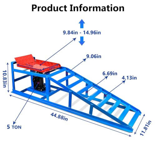 Car Ramps for Oil Changes Vehicle Ramps for Garage 2 Ton (4500 lb) Lifting Capacity, Nestable & Portable Auto Service Ramp (Red Blue) - color: Red Blue