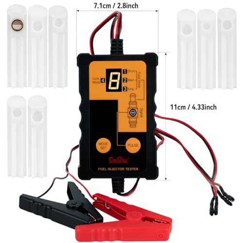 Creator Fuel Injector Testing and Cleaning Tool Kit, 8 Pulse Modes, 4-Wire Dual-Channel Simultaneous Testing, 8 Adapter Sizes, 12V/5V Output for DIY Auto Repair