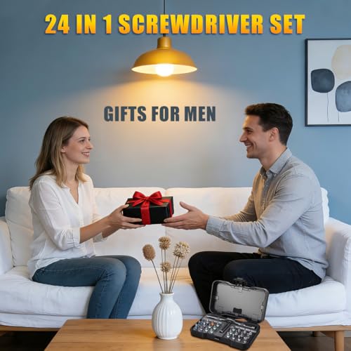 24 in1 Magnetic Screwdriver Set, Multi-Bit Ratchet Screwdriver Kit with S2 Steel Precision Bits,Detachable T-Handle Ratchet Screwdriver Set for PC,Bicycle, Electronics, Furniture, DIY, Gift for Him - size: 24 In 1