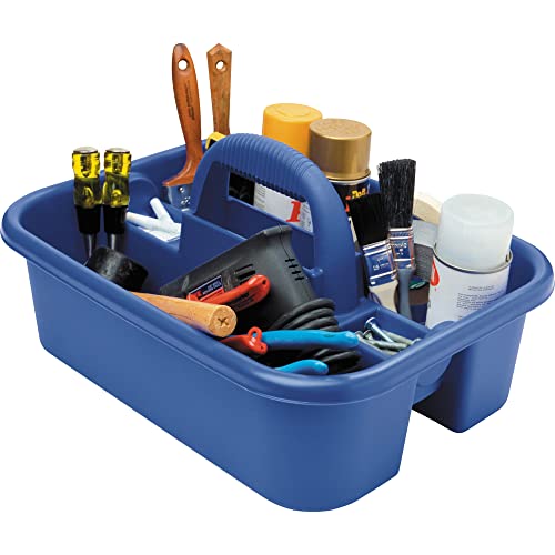 Akro-Mils 09185 Plastic Tote Tool & Supply Cleaning Caddy with Handle, (18-3/8-Inch x 13-7/8-Inch x 9-Inch), Blue (09185BLUE) - color: Blue