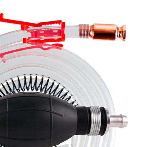 Hand Siphon Pump Kit for Gas Oil Diesel Water Transfer, 9ft Hose with Copper Head & Hand Pump for Cars Boats Emergencies