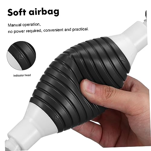 UKCOCO Manual Gasoline Transfer Pump with Stainless Steel Clamp Hose and Check Valve Portable Liquid Siphon Kit for Oil Water Fuel Extraction Plastic and Construction No Battery Needed