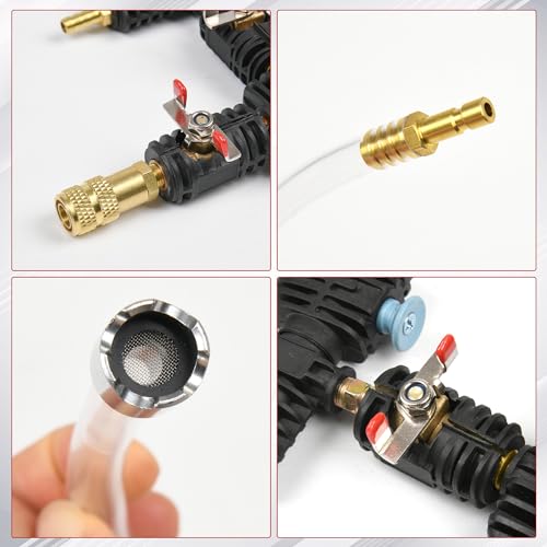 28PCS Universal Automotive Water Tank Leak Test Detector Pneumatic Vacuum Coolant Change Set,Radiator Coolant Pressure Tester Vacuum Refill Tool Kit (Red 2) - color: Red 2