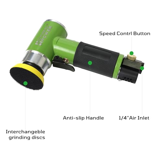 Mini Air Sander Kit, 1" 2" 3" Dual Action Pneumatic Orbital Sander Polisher with 15000 RPM High Speed, Buffing Polishing Pads & Sanding Papers Set for Auto Car Body Work, Detail Sanding