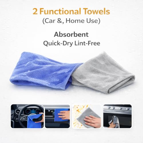 15PCS Interior Cleaning Kit Graded Boar Brush 160g Gel Swivel Glass Tool | Scratch-free vent duster microfiber pads waterproof bag, car & home dual use, practical holiday gift for car lovers