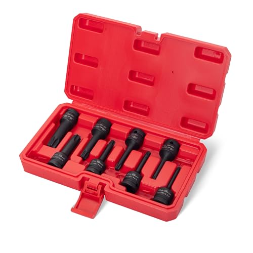 Bates Choice Torx Bit Socket Set, 8 pcs, 1/2 Inch Drive, 3 Inch Long, Cr-Mo Steel, T30-T70, Star Bit Socket Set