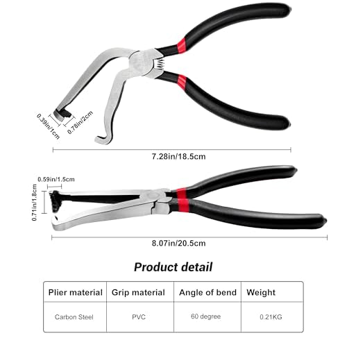 Electrical Disconnect Pliers, Electrical Connector Pliers for Cars(1*Straight&1 * 60°Bend), Fuel Line Tools with Anti-Slip Grip, Fuel Line Disconnect Tool Set for Air Flow Sensors Fuel Injectors
