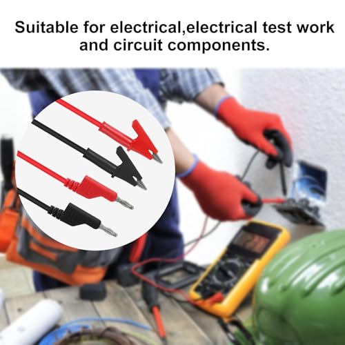 4mm Banana to Alligator Clip Plug Test Leads Multimeter Electrical 4mm Banana Stackable Plug Silicone Flexible Copper Cable 1 Meter for Multimeter Electrical Testing - color: 1set banana to alligator clip
