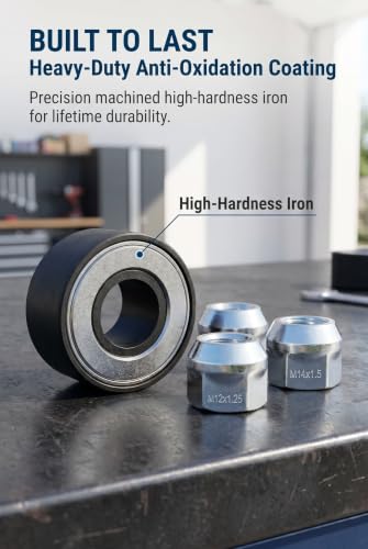 4 PCS Wheel Stud Installer Tool, Rotating Bearing Stud Installer with Lug Nuts, 3-Piece Hex Lug Nut Adapter Set, Wheel Hub Bolt Puller Tool, Universal for Most Cars, Light-Duty Trucks