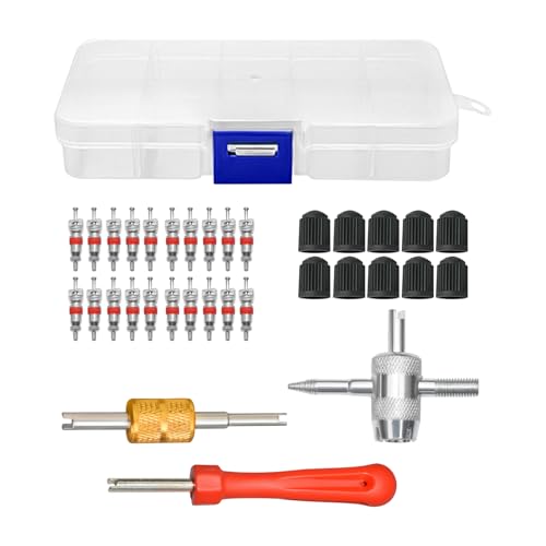 33-Piece Valve Core Removal Tool Kit, Bicycle Valve Core Removal Tool Set for Quick Tire Valve Stem Repair