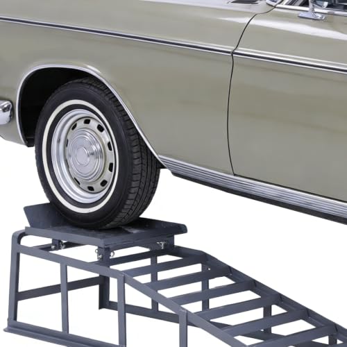 2 PCS Hydraulic Car and Truck Service Ramps Adjust Heights 9.8-15in Heavy Duty Vehicle Lift Ramp 5T/11000LBS Capacity for Home Garage Maintenance Oil Changes