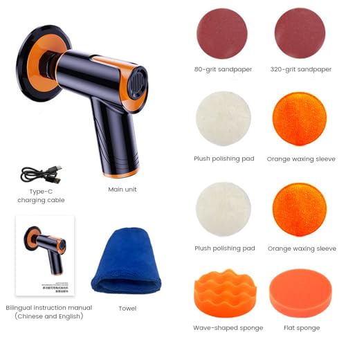 Cordless Car Buffer Polisher Kit, Dual Action Random Orbital Polisher for Car Detailing, 2 Variable Speeds 1700-2500RPM, Polishing Detailing & Waxing Machine for Car Boat with 2 x 2000mAh Battery