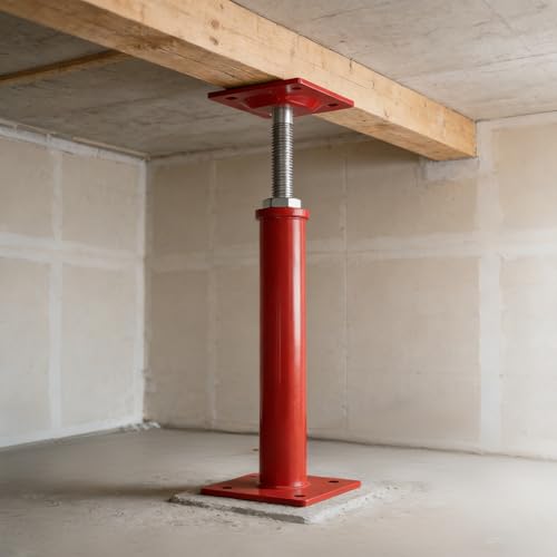 2PCS House Floor Jacks with Adjustment Lever, 11"- 16" Height Range, Adjustable Jack Post for Lifting, Crawl Space Jacks for Temporary Support - 11000 lbs Max Load Capacity, Red - size: 11-16in Red