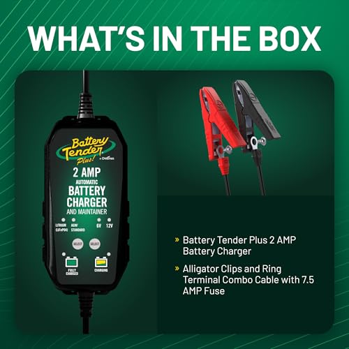 Battery Tender 6V/12V, 2 AMP Lead Acid & Lithium Selectable Battery Charger