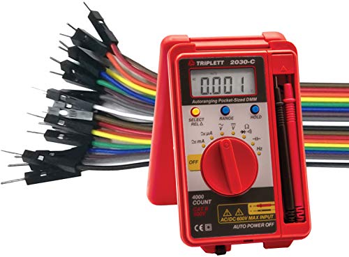 Triplett 2030 Pocket-Sized 4000 Count Digital Multimeter - AC/DC Voltage, AC/DC Current, Resistance, Frequency, Capacitance, Continuity, and Diode Check - size: 2030-C, style: Standard