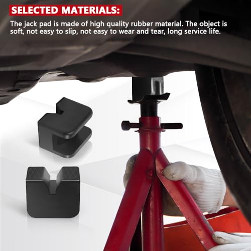 4PCS Car Jack Stand Pads, 3 Ton Rubber Jack Pad Adapter for Jack Stands, Universal Rubber Slotted Frame Rail Pinch Welds Protector, Heavy Duty Jack Pad Car Accessories