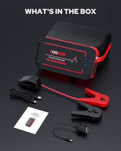 BOOKOO H9 4500A 12V Jump Starter for Car Boat Lawnmower | For 10L Gas - 8L Diesel Engines - 2 USB Outputs QC 3.0 - 140W DC Output - 3 Modes LED Lights - 10 BMS Protections